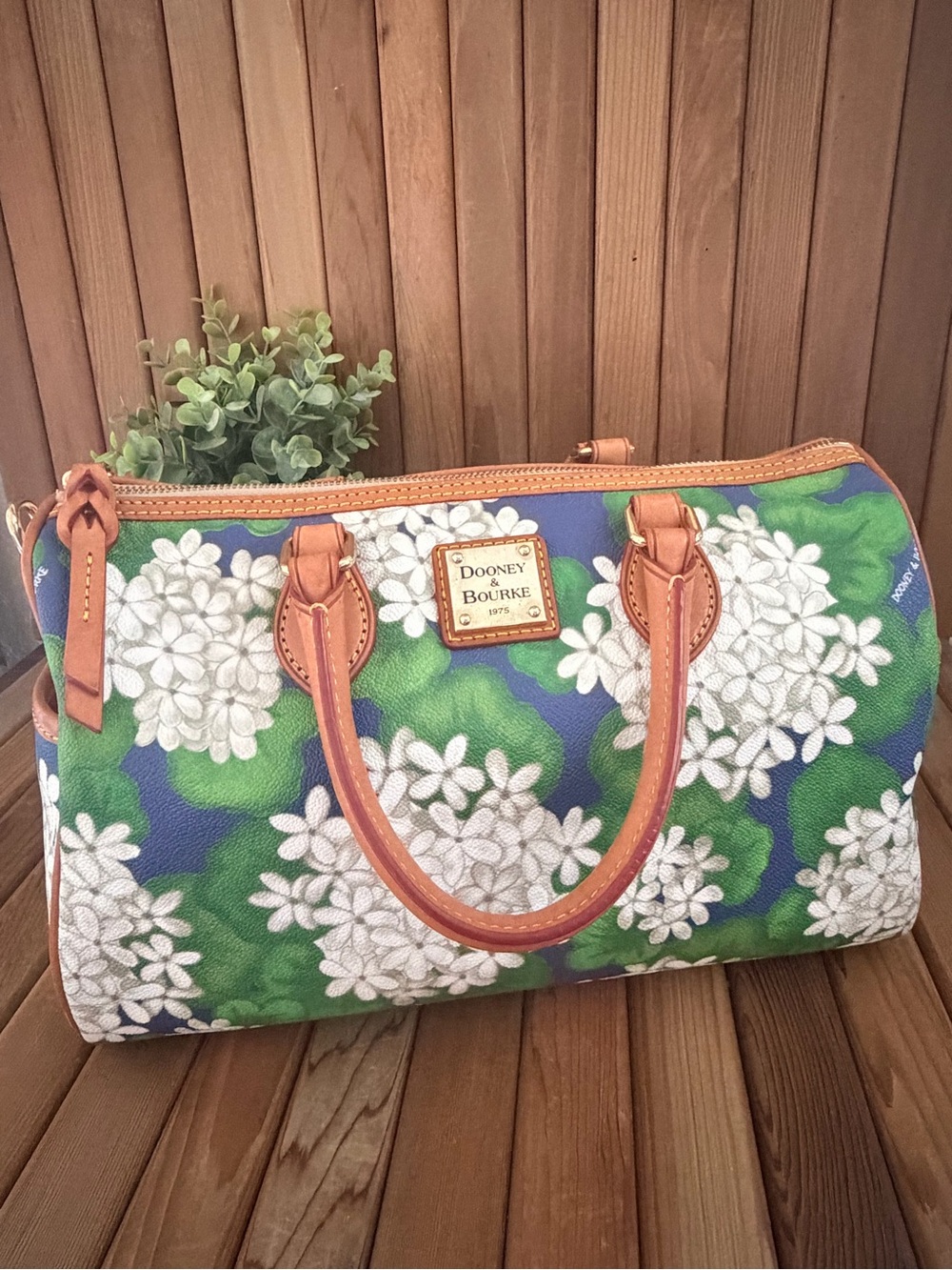 Dooney & Bourke Hydrangea Coated Satchel Crossbody Bag, Collector’s Design - Picture 4 of 14